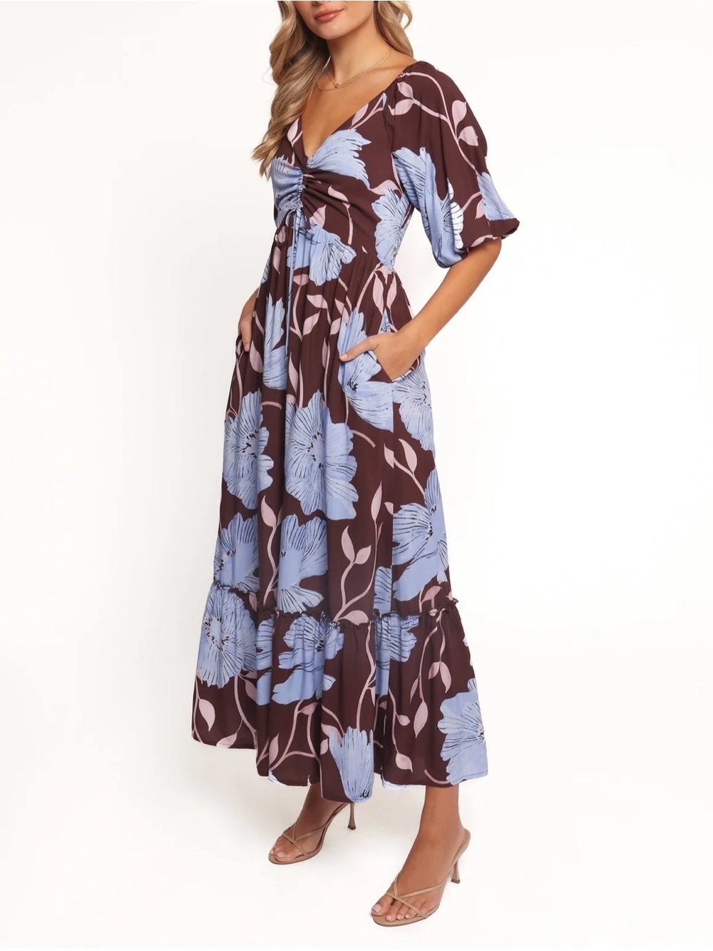 Petal & Pup Annabella Maxi Dress In Blue Poppies